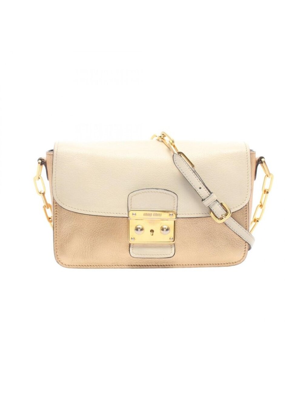 Miu Miu Shoulder Bag Ivory Gold Leather Chain
